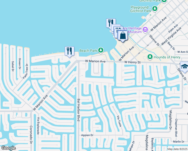 map of restaurants, bars, coffee shops, grocery stores, and more near 240 Lewis Circle in Punta Gorda