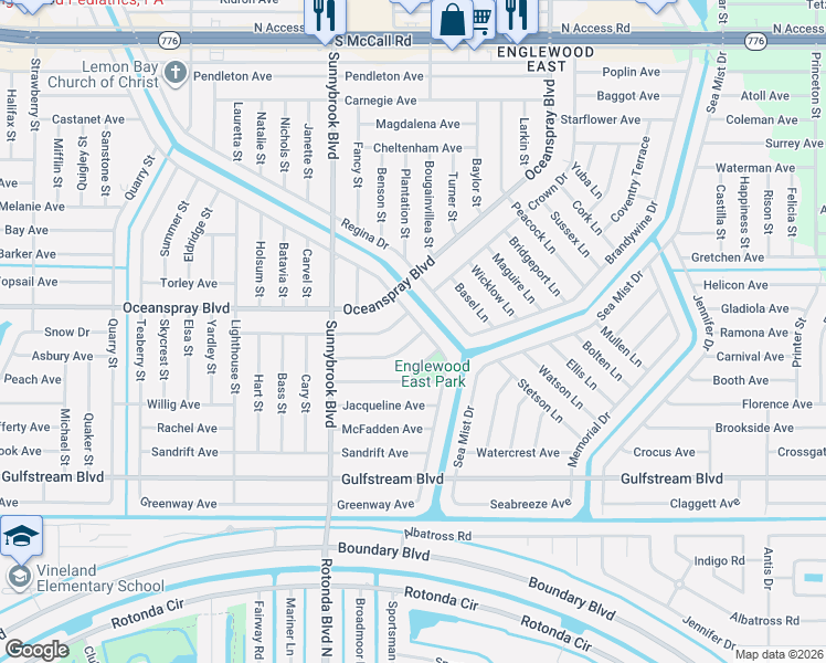 map of restaurants, bars, coffee shops, grocery stores, and more near 11105 Corrigan Avenue in Englewood