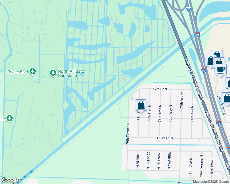 map of restaurants, bars, coffee shops, grocery stores, and more near 128 Carina Drive in Jupiter