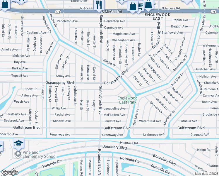 map of restaurants, bars, coffee shops, grocery stores, and more near 11052 Corrigan Avenue in Englewood