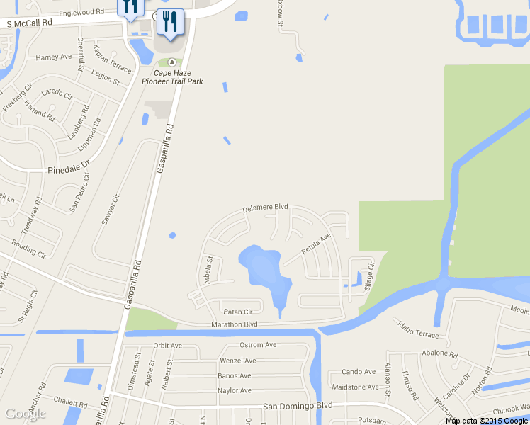 map of restaurants, bars, coffee shops, grocery stores, and more near 7312 Thor Court in Port Charlotte
