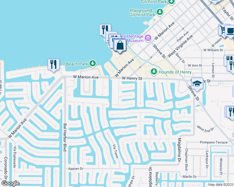 map of restaurants, bars, coffee shops, grocery stores, and more near 311 Garvin Street in Punta Gorda