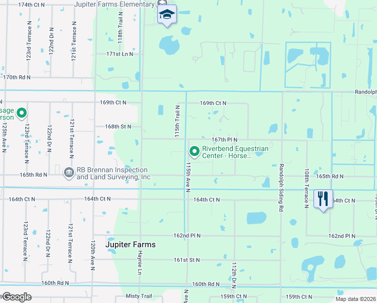 map of restaurants, bars, coffee shops, grocery stores, and more near 16712 115th Avenue North in Jupiter