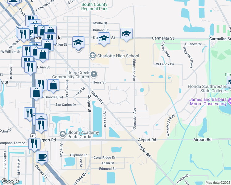 map of restaurants, bars, coffee shops, grocery stores, and more near 1200 Slash Pine Circle in Punta Gorda
