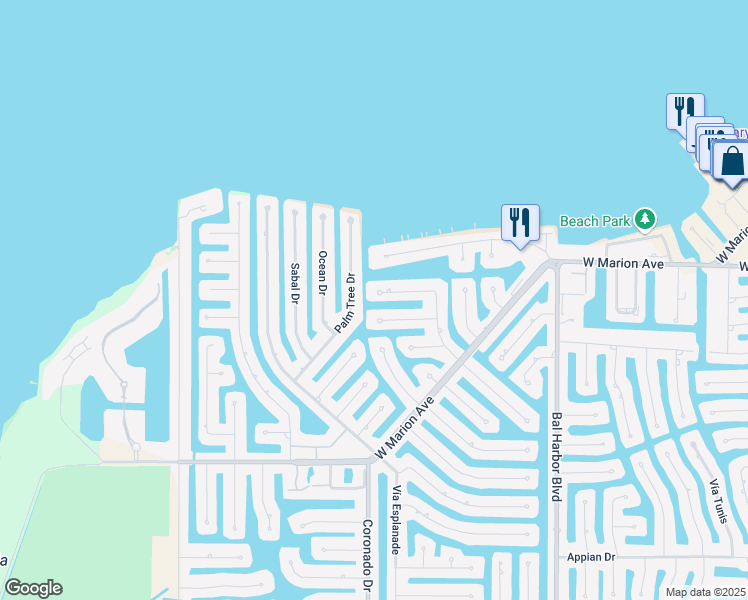 map of restaurants, bars, coffee shops, grocery stores, and more near 2289 Gulfview Road in Punta Gorda