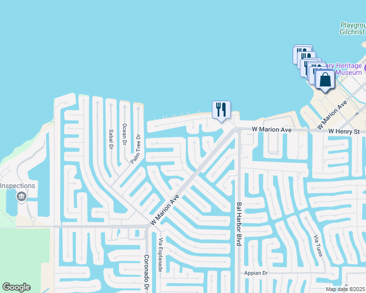 map of restaurants, bars, coffee shops, grocery stores, and more near 118 Gulfview Rd in Punta Gorda