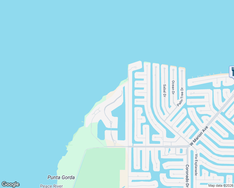 map of restaurants, bars, coffee shops, grocery stores, and more near 87 Vivante Boulevard in Punta Gorda