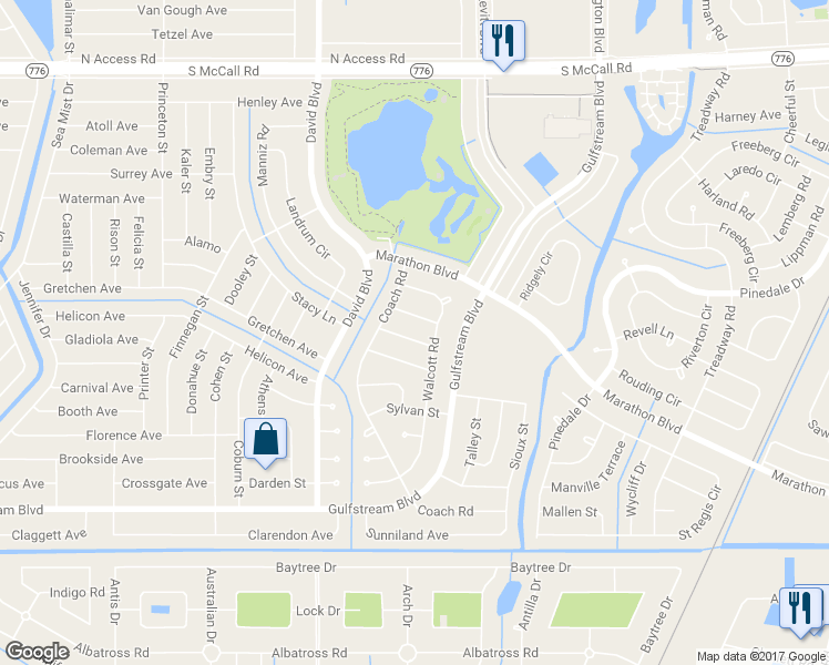 map of restaurants, bars, coffee shops, grocery stores, and more near 12392 Oakner Street in Port Charlotte
