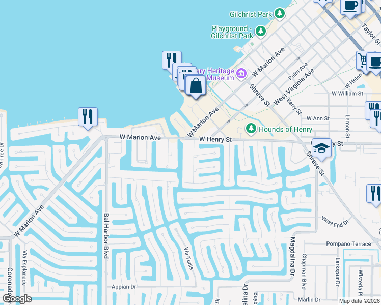 map of restaurants, bars, coffee shops, grocery stores, and more near 211 Garvin Street in Punta Gorda