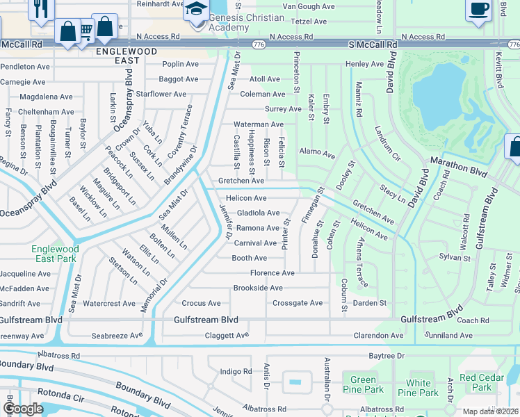 map of restaurants, bars, coffee shops, grocery stores, and more near 12004 Gladiola Avenue in Port Charlotte