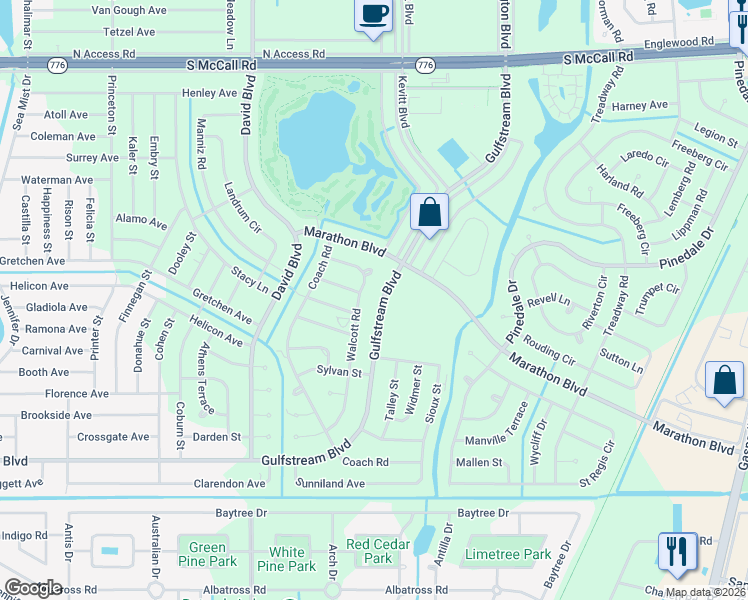 map of restaurants, bars, coffee shops, grocery stores, and more near 12606 Gulfstream Boulevard in Port Charlotte
