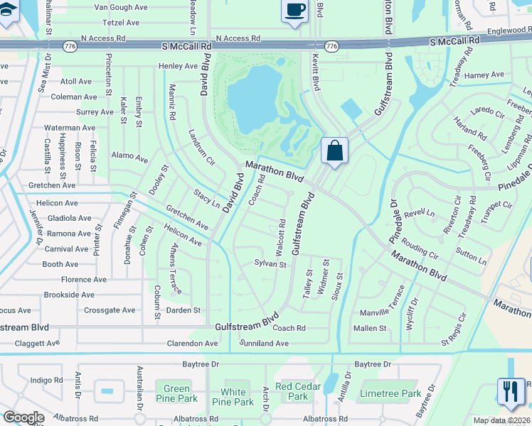 map of restaurants, bars, coffee shops, grocery stores, and more near 12392 Oakner Street in Port Charlotte
