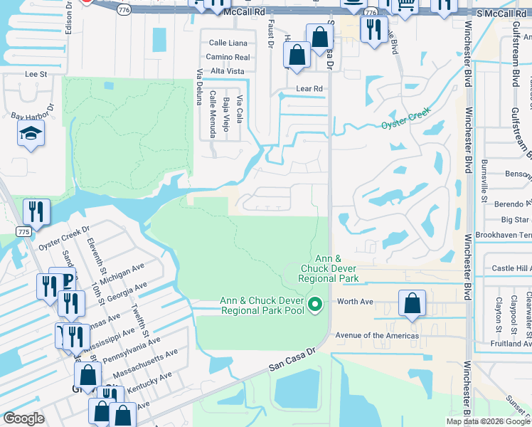 map of restaurants, bars, coffee shops, grocery stores, and more near 18 Turtle Bay Circle in Englewood