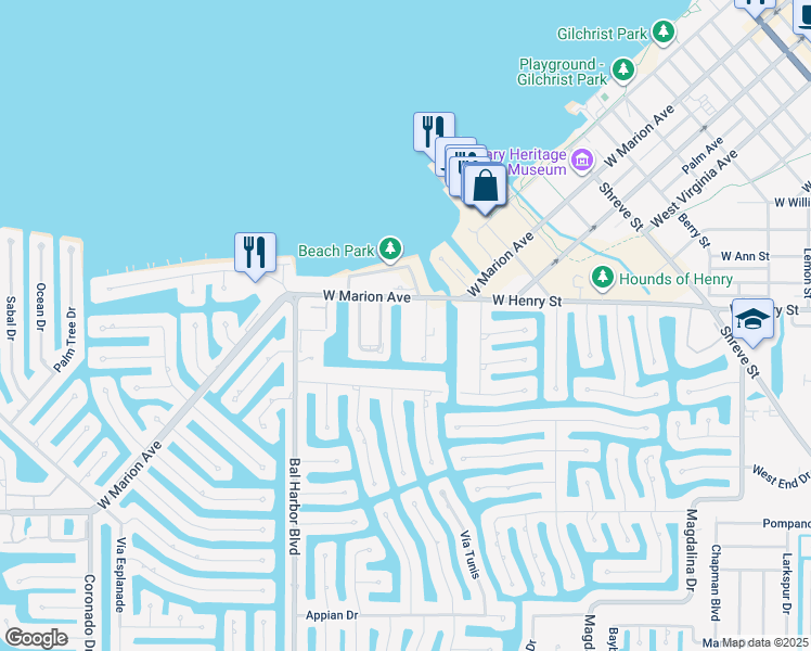 map of restaurants, bars, coffee shops, grocery stores, and more near 275 Coldeway Drive in Punta Gorda