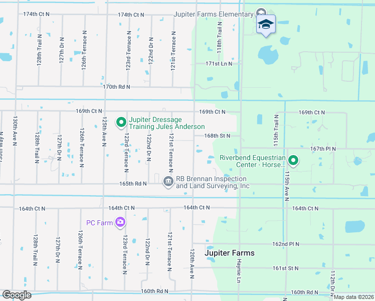 map of restaurants, bars, coffee shops, grocery stores, and more near 16735 Alexander Run in Jupiter
