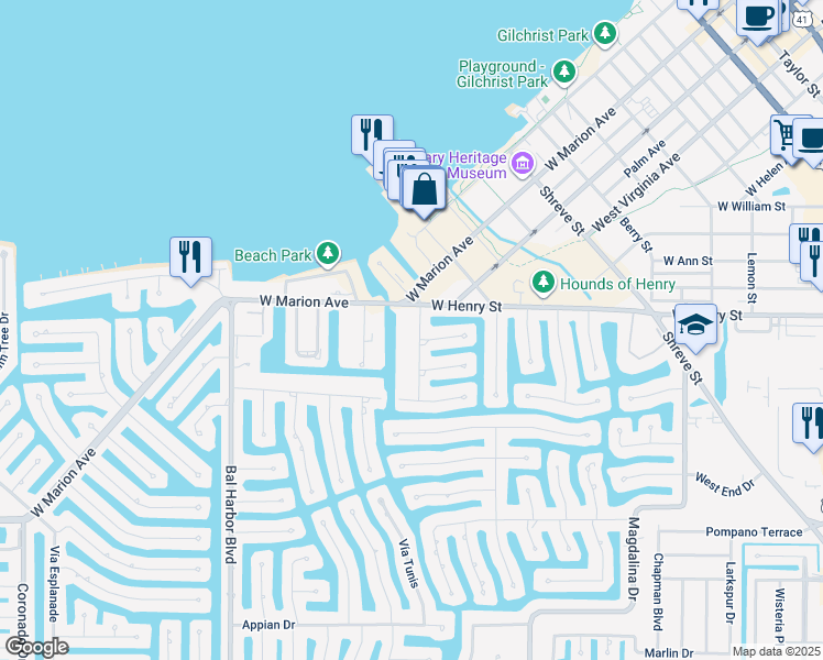map of restaurants, bars, coffee shops, grocery stores, and more near 211 Garvin Street in Punta Gorda