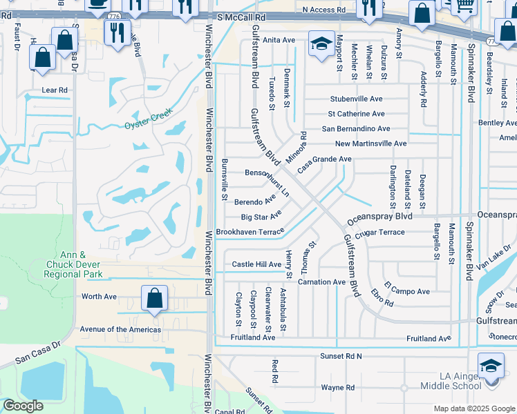 map of restaurants, bars, coffee shops, grocery stores, and more near 9090 Big Star Avenue in Englewood