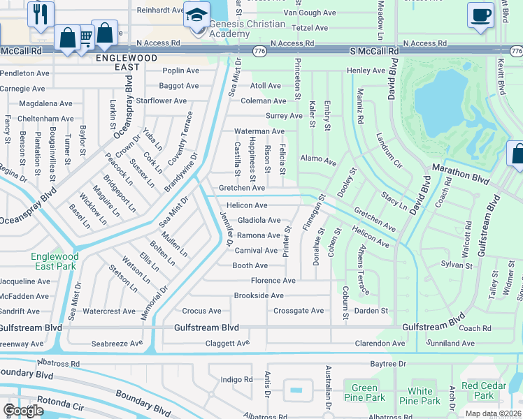 map of restaurants, bars, coffee shops, grocery stores, and more near 12004 Gladiola Avenue in Port Charlotte