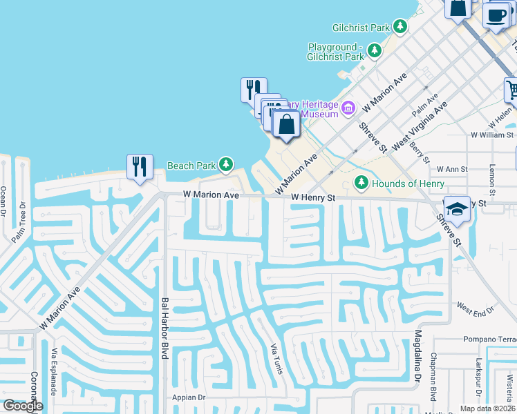 map of restaurants, bars, coffee shops, grocery stores, and more near 220 Coldeway Drive in Punta Gorda