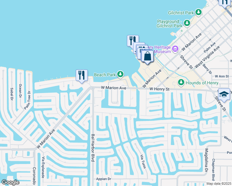 map of restaurants, bars, coffee shops, grocery stores, and more near 267 Lewis Circle in Punta Gorda