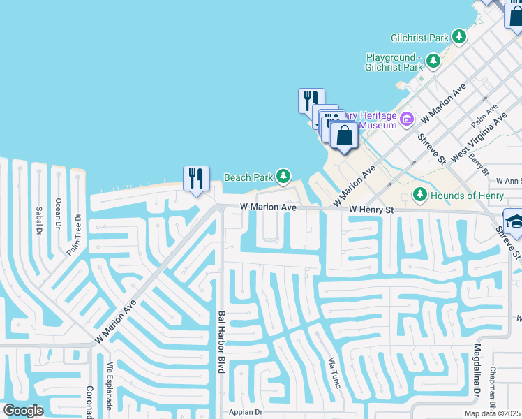 map of restaurants, bars, coffee shops, grocery stores, and more near 1500 West Marion Avenue in Punta Gorda
