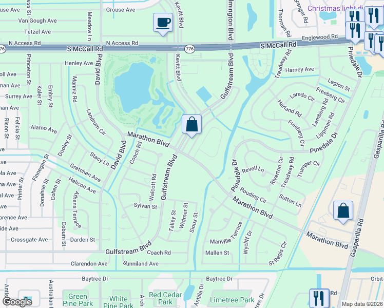 map of restaurants, bars, coffee shops, grocery stores, and more near 13230 Ridgely Circle in Port Charlotte