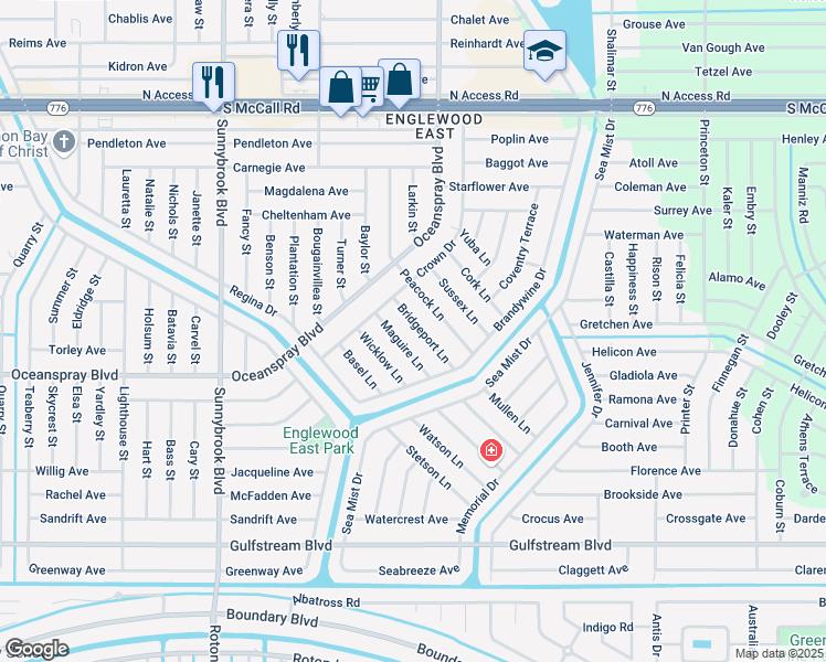 map of restaurants, bars, coffee shops, grocery stores, and more near 7225 Bridgeport Ln in Englewood