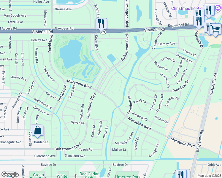 map of restaurants, bars, coffee shops, grocery stores, and more near 13230 Ridgely Circle in Port Charlotte