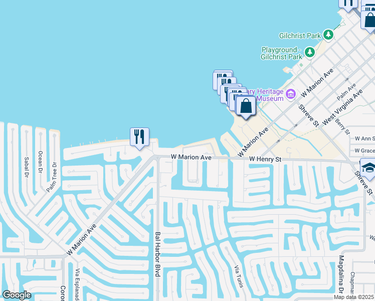 map of restaurants, bars, coffee shops, grocery stores, and more near 1500 Park Beach Circle in Punta Gorda
