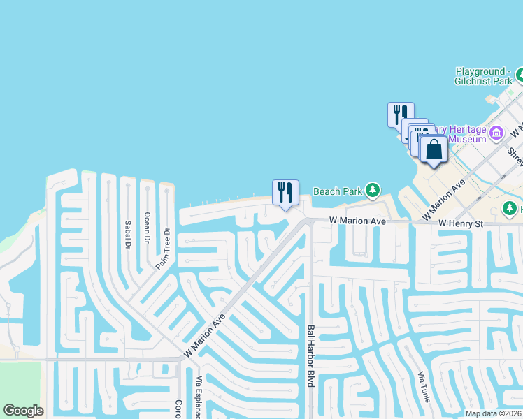 map of restaurants, bars, coffee shops, grocery stores, and more near 1801 Jamaica Way in Punta Gorda