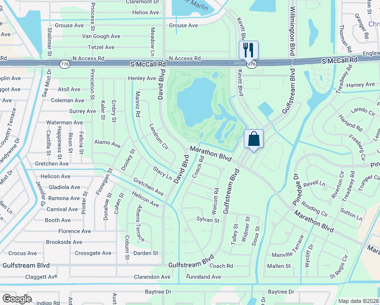 map of restaurants, bars, coffee shops, grocery stores, and more near 12350 Marathon Boulevard in Port Charlotte
