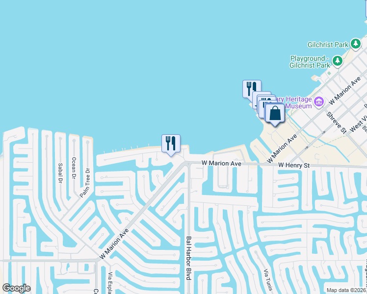 map of restaurants, bars, coffee shops, grocery stores, and more near 212 Jamaica Way in Punta Gorda