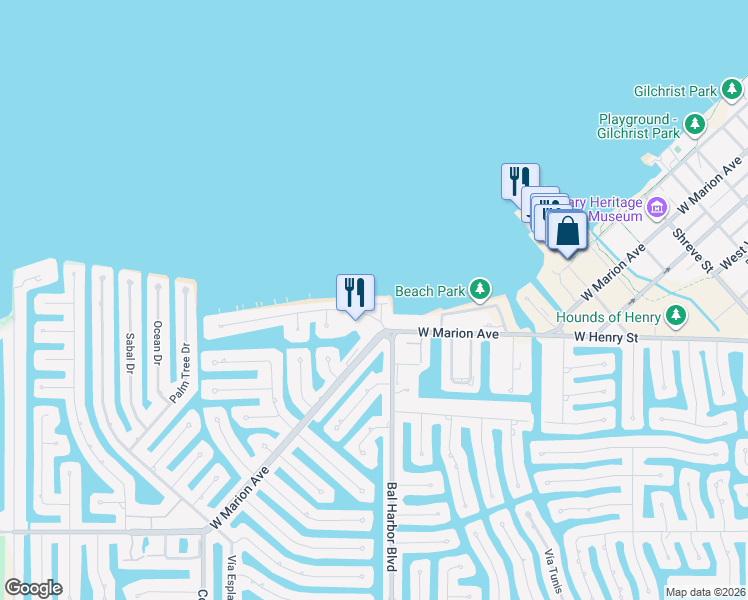 map of restaurants, bars, coffee shops, grocery stores, and more near 1710 Jamaica Way in Punta Gorda
