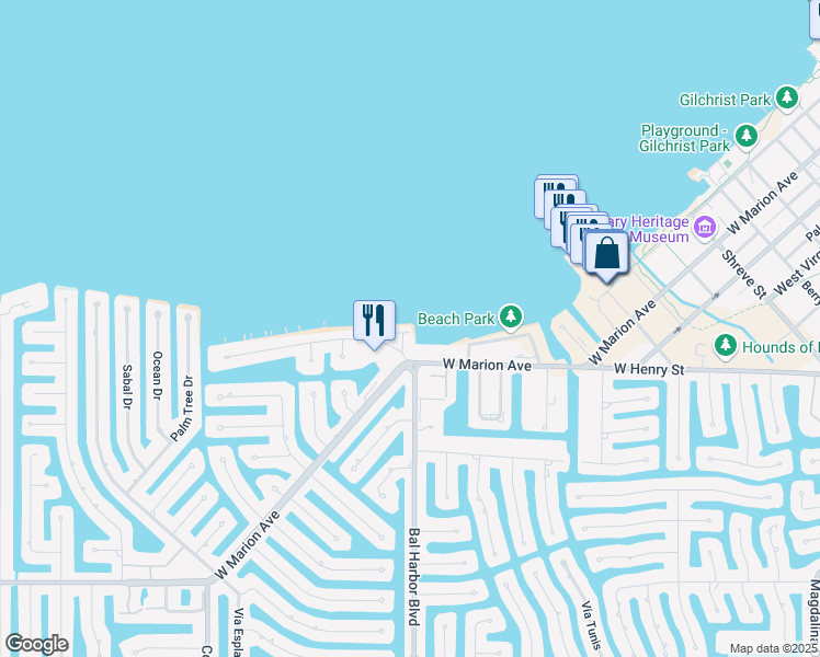 map of restaurants, bars, coffee shops, grocery stores, and more near 212 Jamaica Way in Punta Gorda