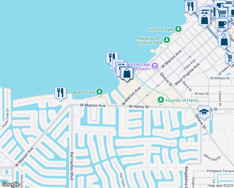 map of restaurants, bars, coffee shops, grocery stores, and more near 130 Breakers Court in Punta Gorda