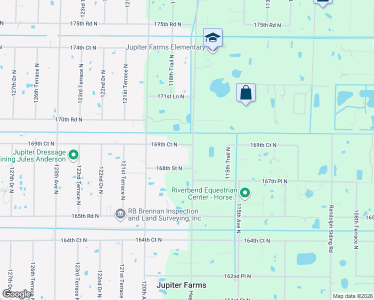 map of restaurants, bars, coffee shops, grocery stores, and more near 16955 Haynie Lane in Jupiter