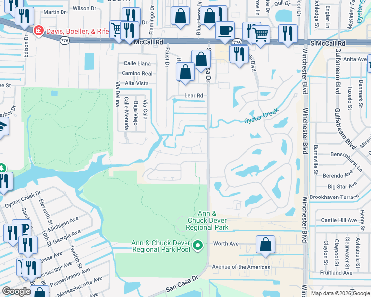 map of restaurants, bars, coffee shops, grocery stores, and more near 8140 Landings Lane in Englewood