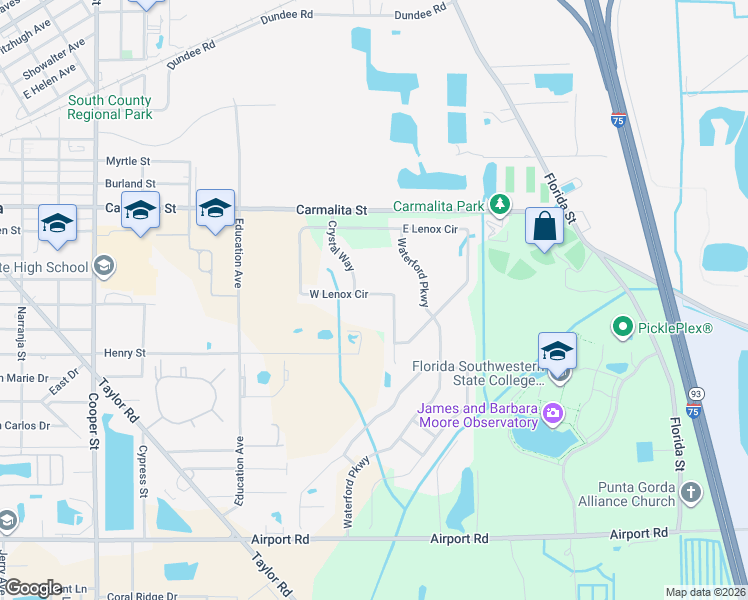 map of restaurants, bars, coffee shops, grocery stores, and more near 7417 West Lenox Circle in Punta Gorda