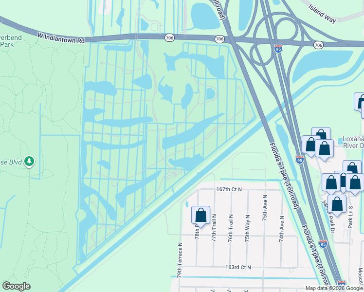 map of restaurants, bars, coffee shops, grocery stores, and more near 107 Tresana Boulevard in Jupiter