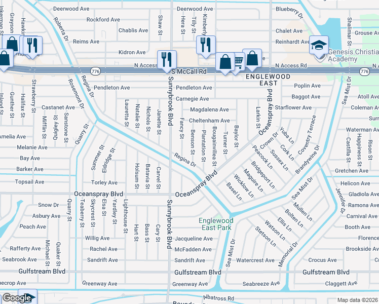 map of restaurants, bars, coffee shops, grocery stores, and more near 7153 Benson Street in Englewood