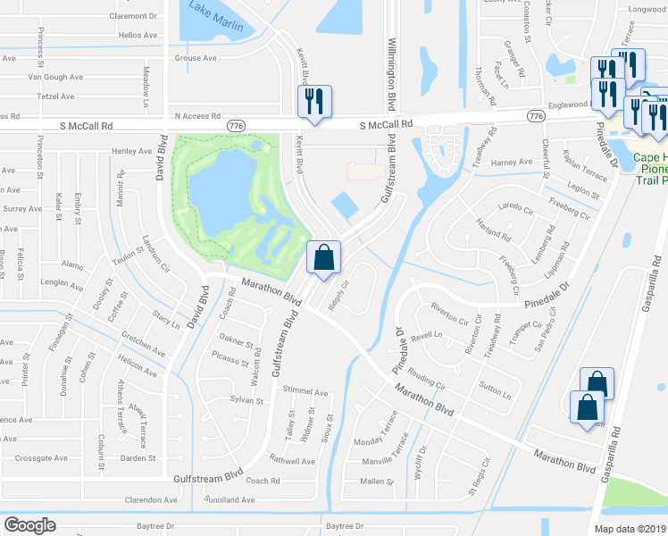 map of restaurants, bars, coffee shops, grocery stores, and more near 12737 Gulfstream Boulevard in Port Charlotte