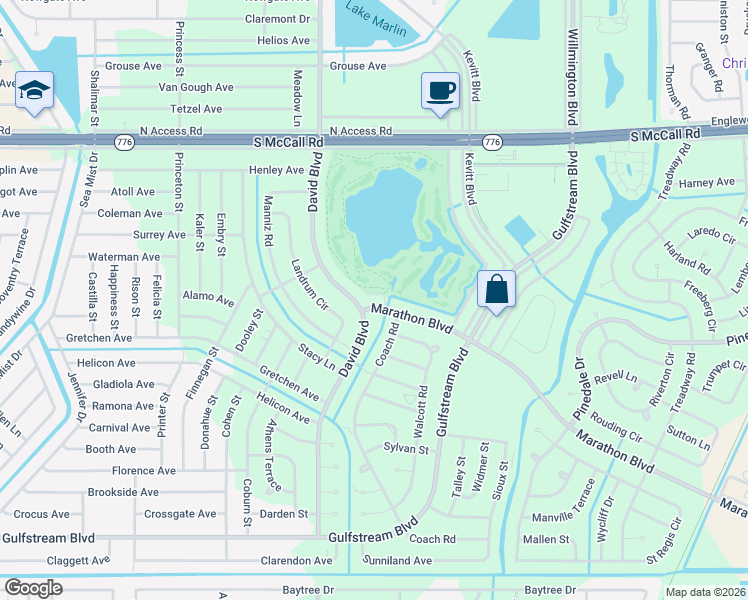 map of restaurants, bars, coffee shops, grocery stores, and more near 12350 Marathon Boulevard in Port Charlotte