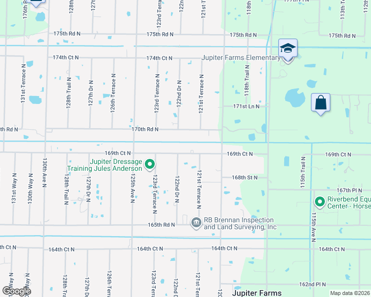 map of restaurants, bars, coffee shops, grocery stores, and more near 12197 169th Court North in Jupiter
