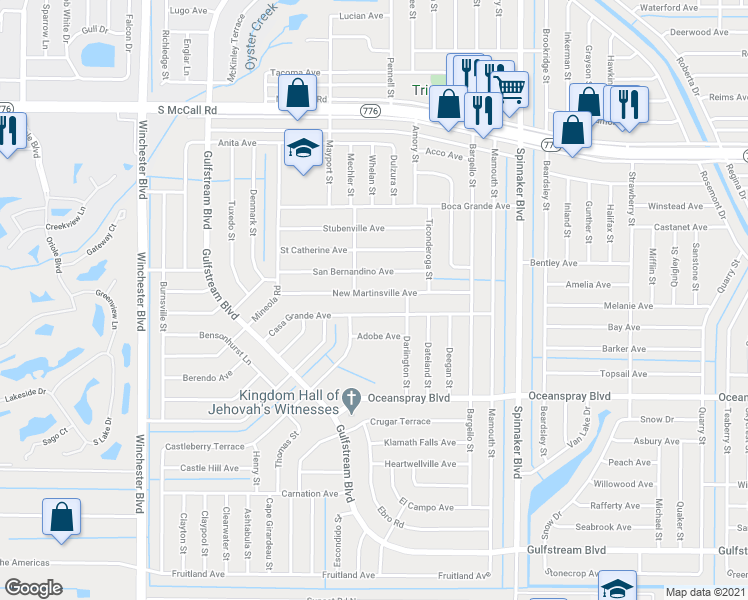 map of restaurants, bars, coffee shops, grocery stores, and more near 9329 New Martinsville Avenue in Englewood
