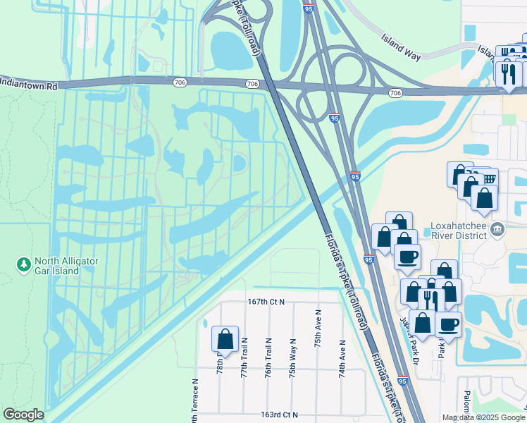 map of restaurants, bars, coffee shops, grocery stores, and more near 258 Tresana Boulevard in Jupiter