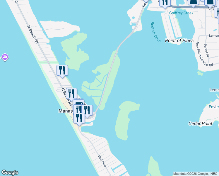 map of restaurants, bars, coffee shops, grocery stores, and more near 1751 Beach Road in Englewood