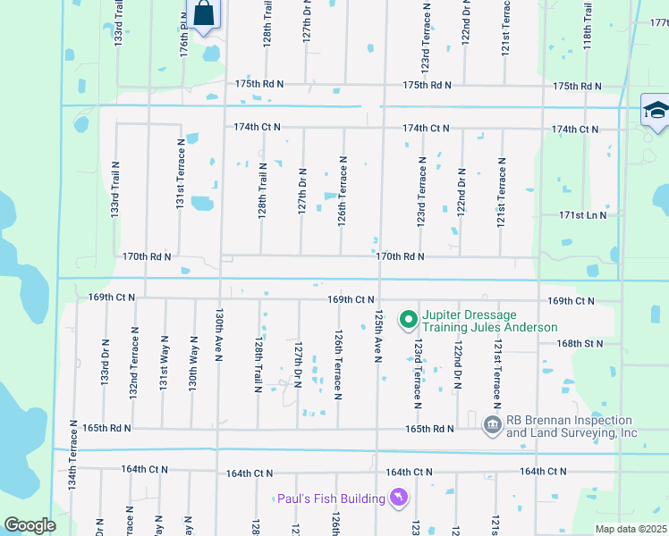 map of restaurants, bars, coffee shops, grocery stores, and more near 12646 170th Road North in Jupiter