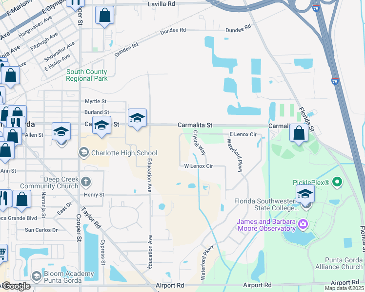 map of restaurants, bars, coffee shops, grocery stores, and more near 7072 West Lenox Circle in Punta Gorda
