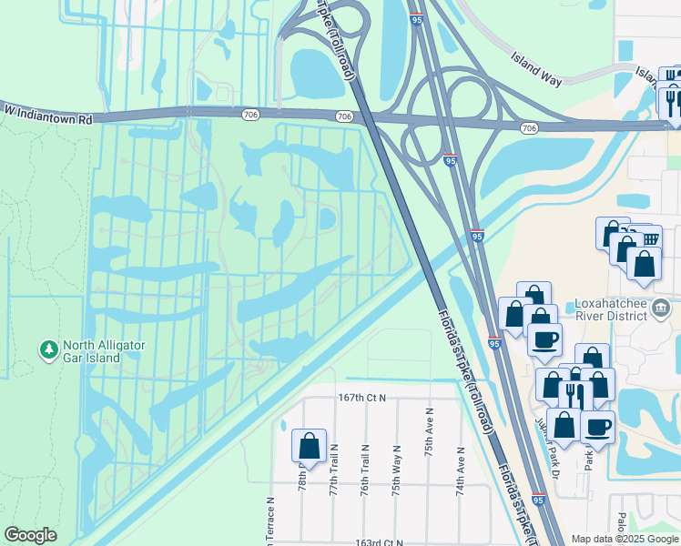 map of restaurants, bars, coffee shops, grocery stores, and more near 155 Tresana Boulevard in Jupiter