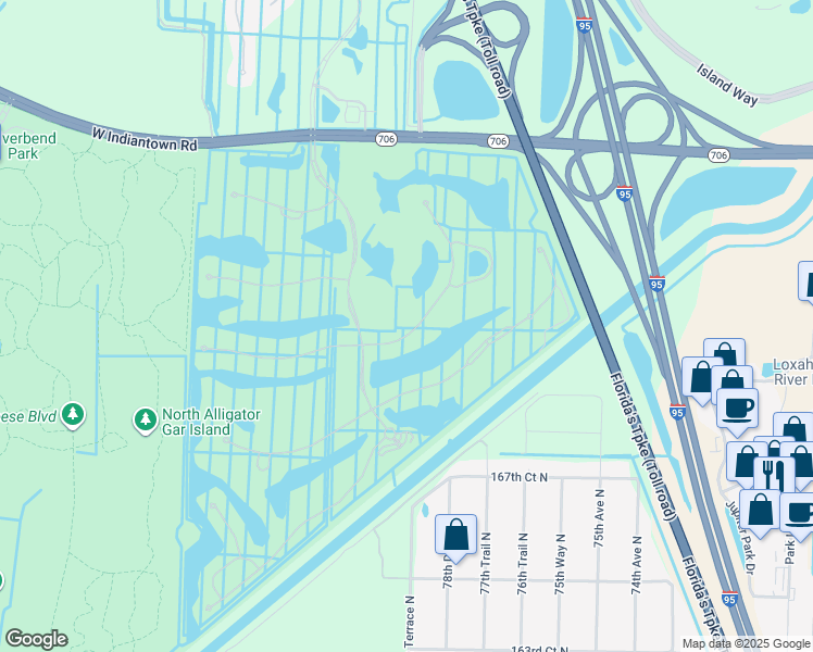 map of restaurants, bars, coffee shops, grocery stores, and more near 123 Sonata Drive in Jupiter